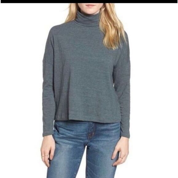 Madewell Boxy Turtleneck Top in Gray Size XXS - Picture 1 of 4